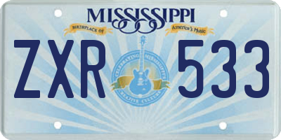 MS license plate ZXR533