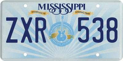 MS license plate ZXR538