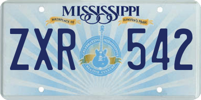 MS license plate ZXR542