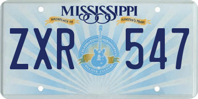 MS license plate ZXR547
