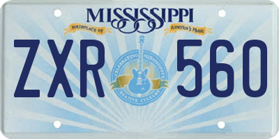 MS license plate ZXR560