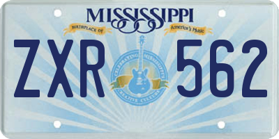 MS license plate ZXR562