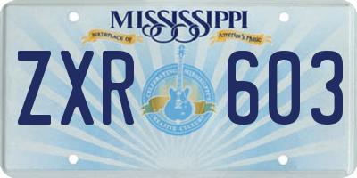 MS license plate ZXR603
