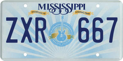 MS license plate ZXR667