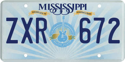 MS license plate ZXR672