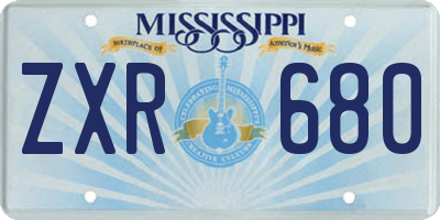 MS license plate ZXR680