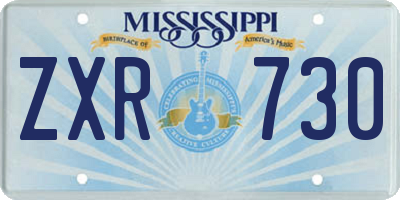 MS license plate ZXR730