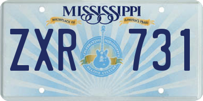 MS license plate ZXR731