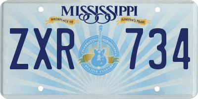 MS license plate ZXR734