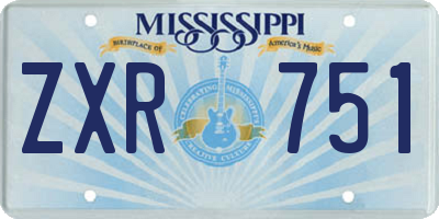 MS license plate ZXR751