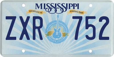 MS license plate ZXR752