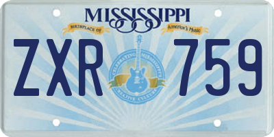 MS license plate ZXR759
