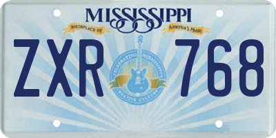 MS license plate ZXR768