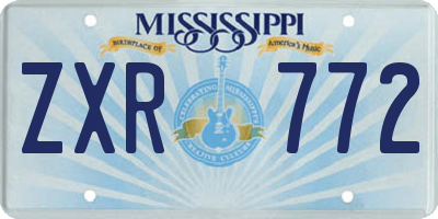 MS license plate ZXR772