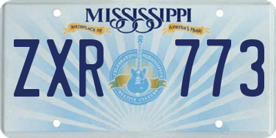 MS license plate ZXR773
