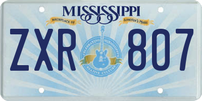MS license plate ZXR807