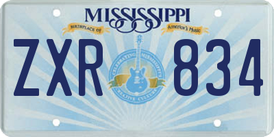 MS license plate ZXR834
