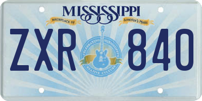 MS license plate ZXR840
