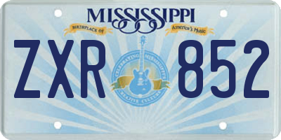 MS license plate ZXR852