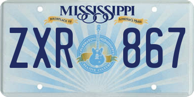 MS license plate ZXR867