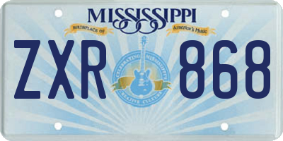 MS license plate ZXR868