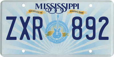 MS license plate ZXR892