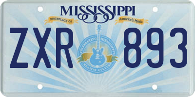MS license plate ZXR893