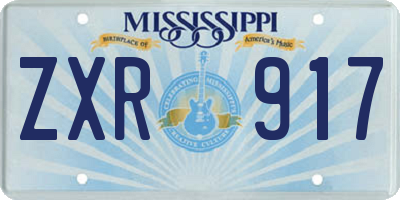 MS license plate ZXR917