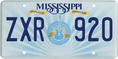 MS license plate ZXR920