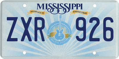 MS license plate ZXR926