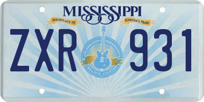 MS license plate ZXR931