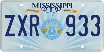 MS license plate ZXR933