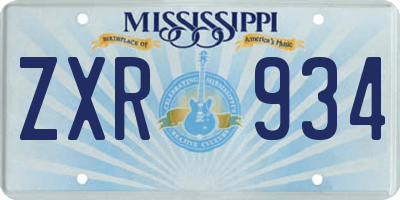 MS license plate ZXR934
