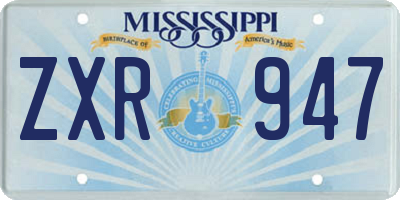 MS license plate ZXR947