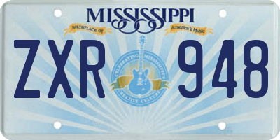 MS license plate ZXR948