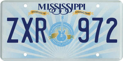 MS license plate ZXR972