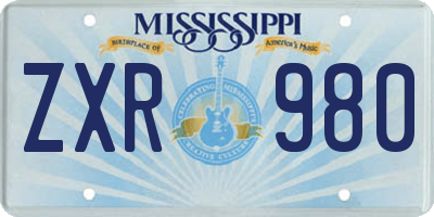 MS license plate ZXR980