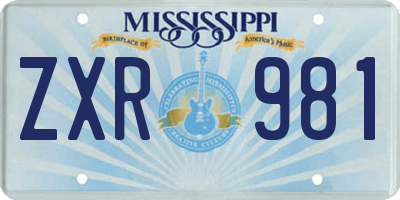 MS license plate ZXR981