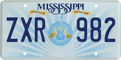 MS license plate ZXR982