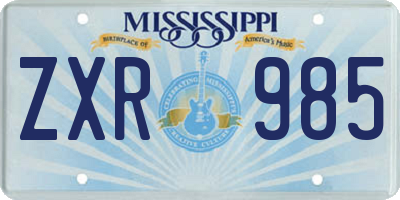 MS license plate ZXR985