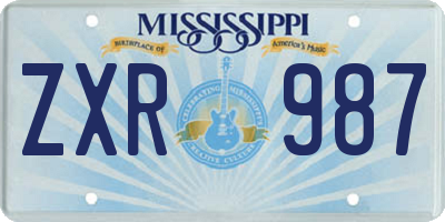 MS license plate ZXR987