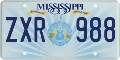 MS license plate ZXR988