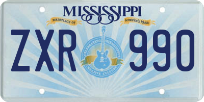 MS license plate ZXR990