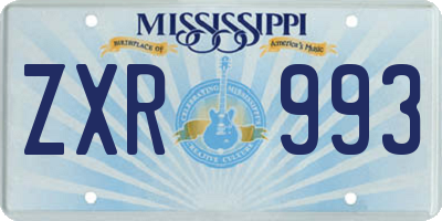 MS license plate ZXR993