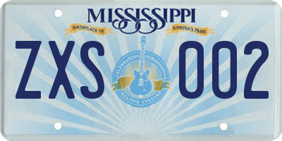 MS license plate ZXS002