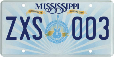 MS license plate ZXS003
