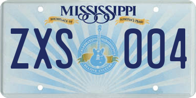 MS license plate ZXS004