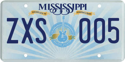 MS license plate ZXS005