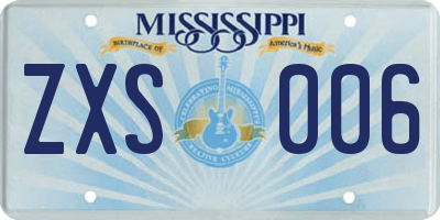 MS license plate ZXS006