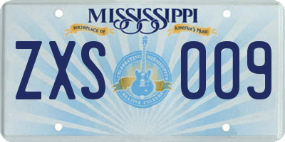 MS license plate ZXS009